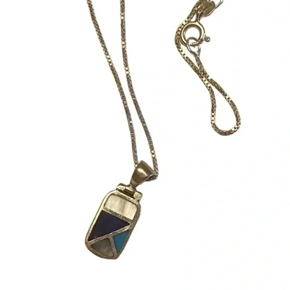 Native American Silver Turquoise Pendant Necklace
